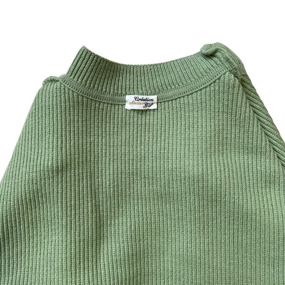 Création Atelier GP (Germany) Cable Knit Wool Pullover Green (James Galanos) : L - Picture 5 of 6